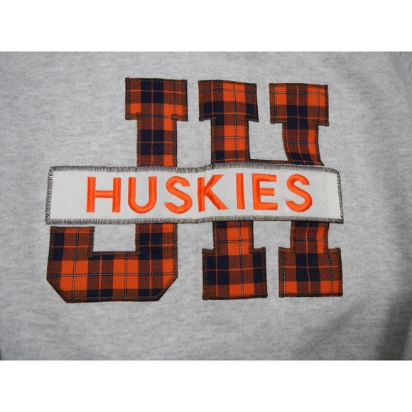 VTG Huskies Sweatshirt Mens Size XL Gray Embroidered Orange Made in USA - Picture 2 of 8